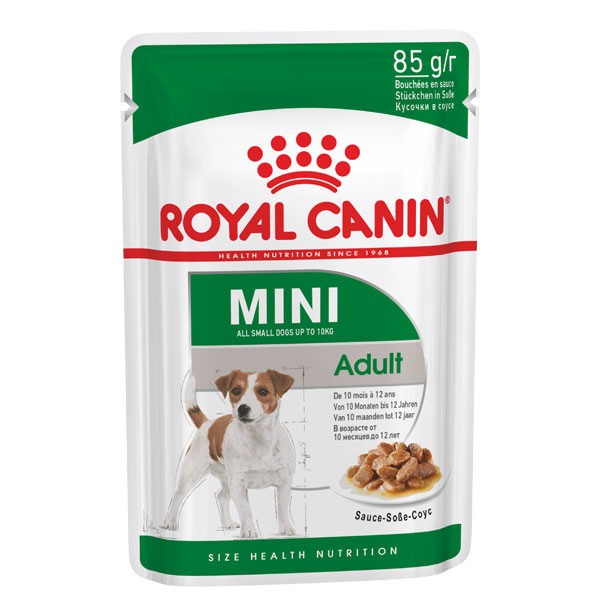 پوچ سگ رویال کنین مدل Mini Adult مینی ادالت وزن 85 گرم بسته 12 عددی