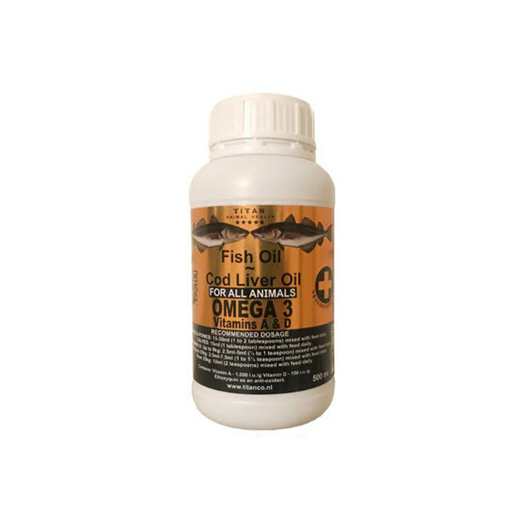 روغن ماهی درمان ریزش مو سگ و گربه تیتان مدل امگا 3 حجم 500 میلی لیتر _ Titan Fish Liver Oil Suitable For All Animals