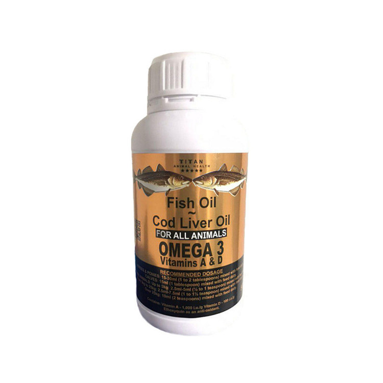 روغن ماهی درمان ریزش مو سگ و گربه تیتان مدل امگا 3 حجم 500 میلی لیتر _ Titan Fish Liver Oil Suitable For All Animals