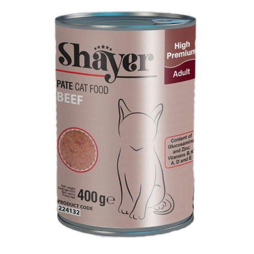 کنسرو غذای گربه شایر با طعم گوشت وزن 400 گرم _ Shayer Pate Cat Food Beef
