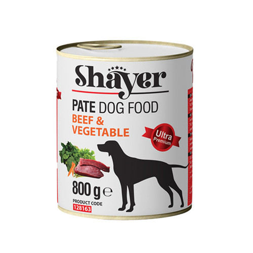 کنسرو غذای سگ با طعم گوشت و سبزیجات شایر وزن 800 گرم _ Shayer Pate Dog Food With Beef & Vegetable