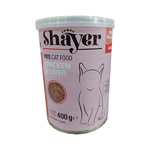کنسرو غذای گربه شایر با طعم مرغ و جگر وزن 400 گرم _ Shayer Pate Cat Food Chicken & Liver