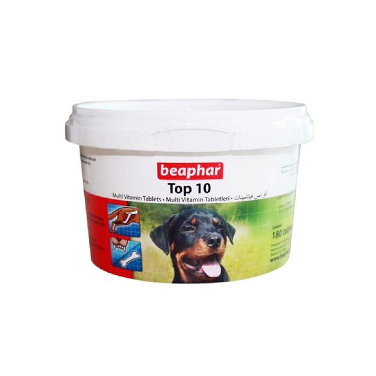 قرص مولتی ویتامین سگ تاپ تن بیفار وزن 180 عددی | Beaphar Top 10 Dog Vitamin 180 Tablet