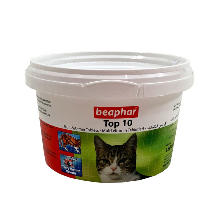 قرص مولتی ویتامین گربه تاپ تن بیفار وزن 180 عددی | Beaphar Top 10 Cat Vitamin 180 Tablet