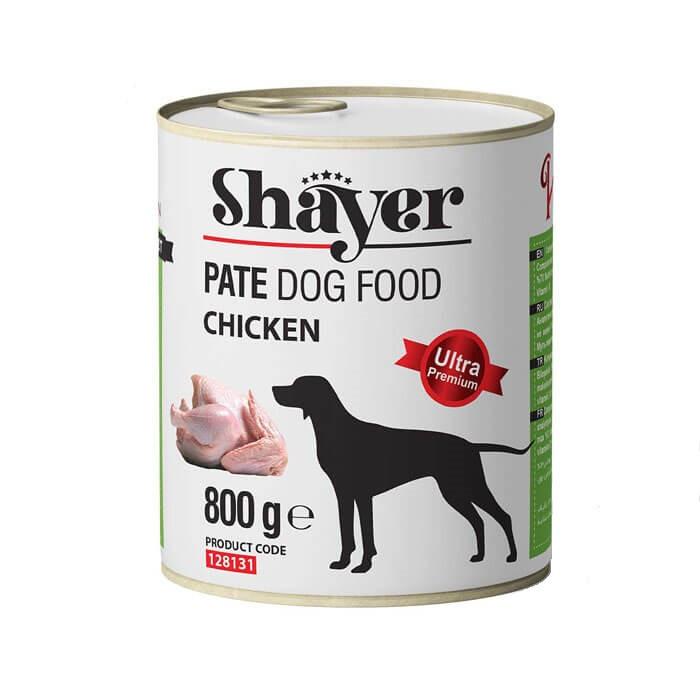 کنسرو غذای سگ با طعم مرغ شایر وزن 800 گرم _ Shayer Pate Dog Food With Chicken