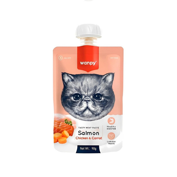 پودینگ غذای گربه ونپی با طعم سالمون و مرغ و هویج وزن 90 گرم _ Wanpy Soup Salmon, Chicken & Carrot