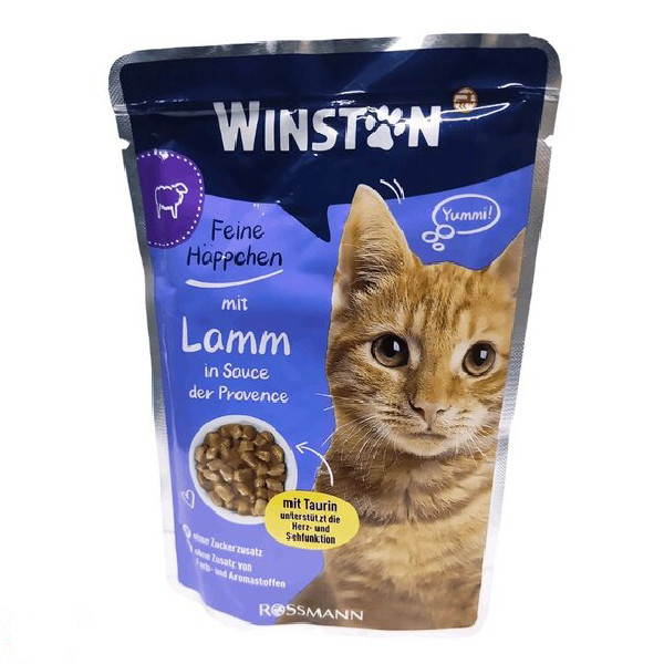 پوچ گربه وینستون مدل سسی طعم بره وزن 100 گرم _ Winston Lamb