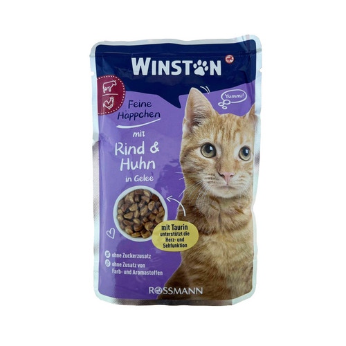 پوچ گربه وینستون طعم گوشت گاو و مرغ ژلی وزن 100 گرم _ Winston Beef & Chicken