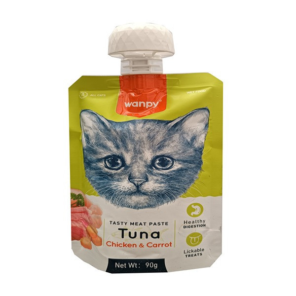 پودینگ غذای گربه ونپی با طعم مرغ و ماهی تن و هویج وزن 90 گرم _ Wanpy Soup Tuna, Chicken & Carrot