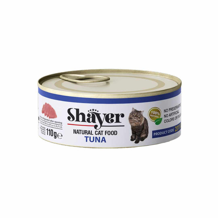 کنسرو نچرال غذای گربه با طعم ماهی تن شایر وزن 110 گرم _ Shayer Natural With Tuna