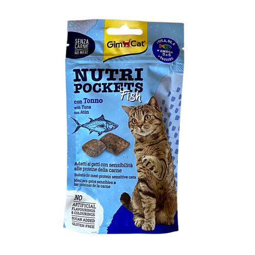 تشویقی گربه نوتری پاکت طعم ماهی تن جیم کت وزن 60 گرم _ GimCat Nutri Pockets Tuna