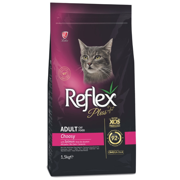 غذا خشک گربه بالغ بد غذا چوزی با طعم سالمون وزن 1.5 کیلوگرم _ Reflex Plus Adult Cat Food Choosy Salmon