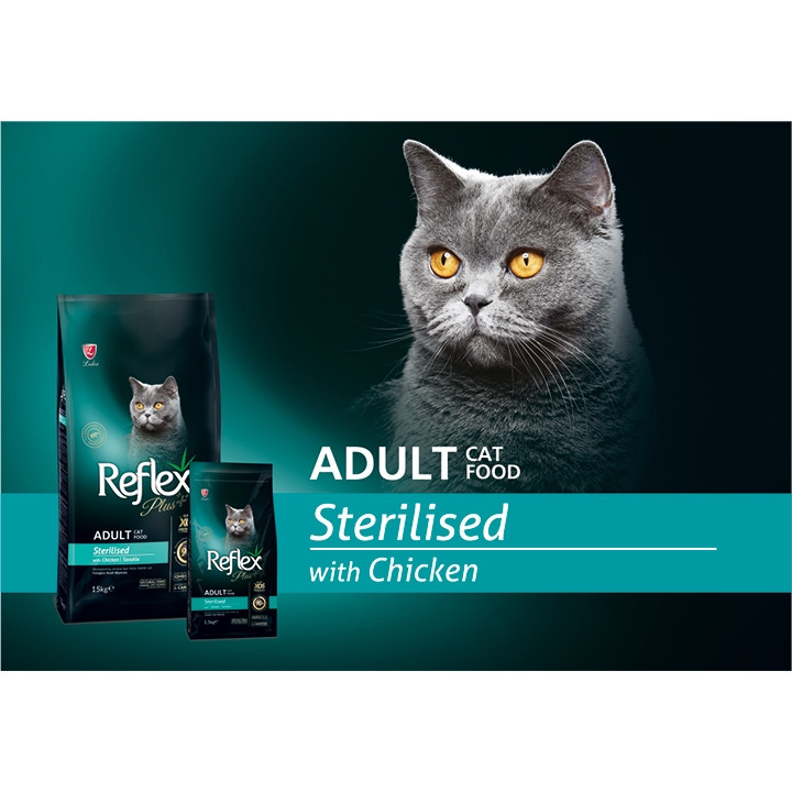 غذای خشک گربه عقیم رفلکس پلاس مرغ وزن 1.5 کیلوگرم _ Reflex Plus Sterilised Chicken
