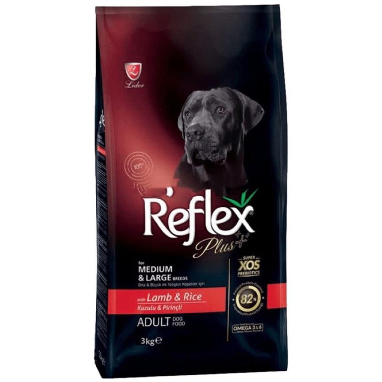غذا خشک سگ بالغ نژاد متوسط و بزرگ رفلکس پلاس با طعم بره و برنج وزن 3 کیلوگرم _ Reflex Plus Medium & Large Breeds Adult Dog Food Lamb & Rice