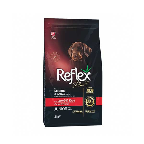 غذا خشک توله سگ نژاد متوسط و بزرگ رفلکس پلاس با طعم بره و برنج وزن 3 کیلوگرم _ Reflex Plus Medium & Large Breeds Junior Dog Food