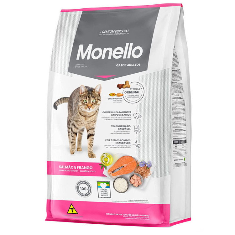 غذا خشک گربه مونلو میکس با طعم سالمون و مرغ وزن 1 کیلوگرم _ Monello Mix Cat Adult Food Salmon & Chicken (زیپ کیپ)