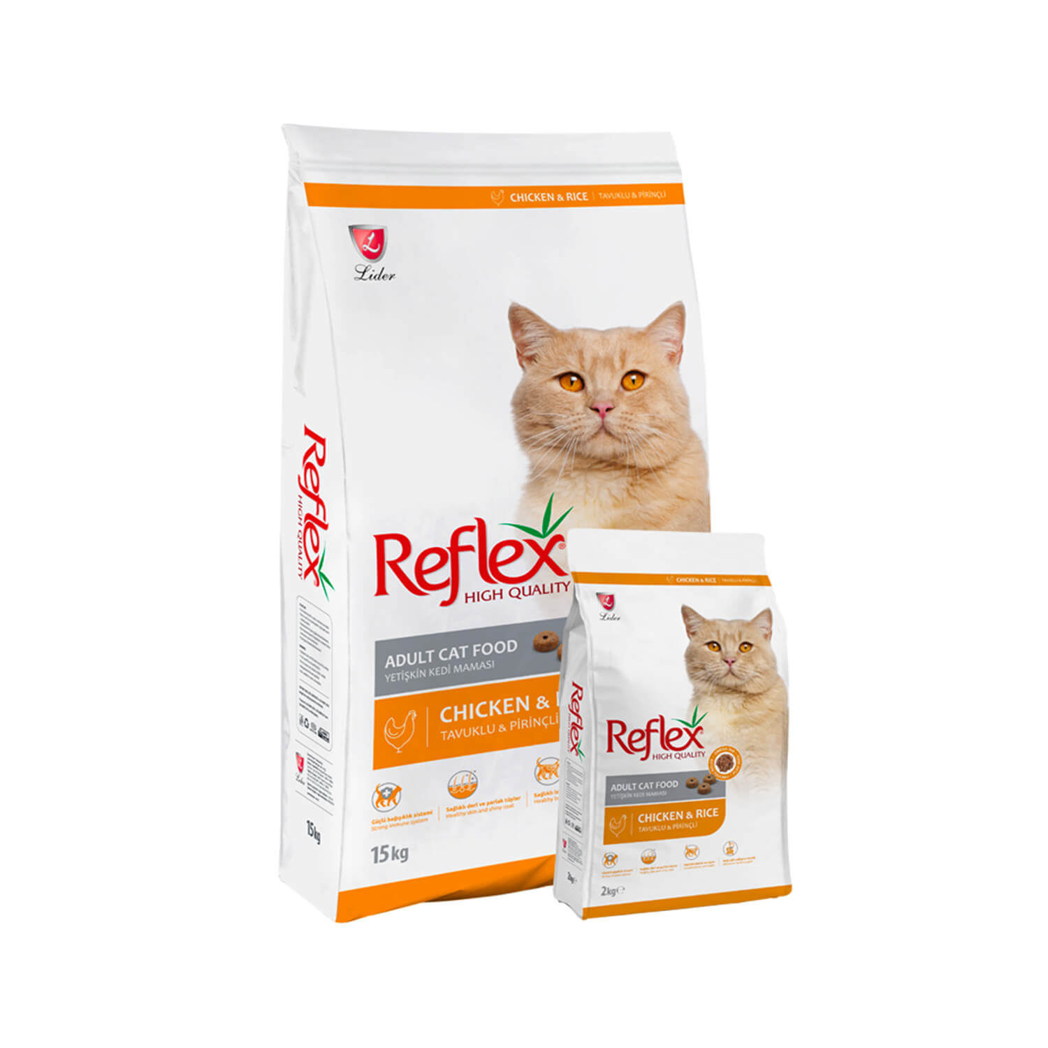 غذا خشک گربه بالغ رفلکس مرغ وزن 1 کیلوگرم _ Reflex Chicken Adult Cat Food (زیپ کیپ)