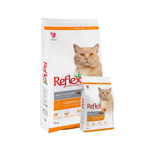 غذا خشک گربه بالغ رفلکس مرغ وزن 1 کیلوگرم _ Reflex Chicken Adult Cat Food (زیپ کیپ)