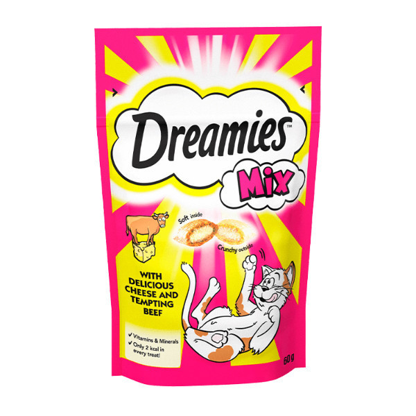 تشویقی گربه دریمیز طعم گوشت گاو و پنیر Dreamies Mix Beef Cheese