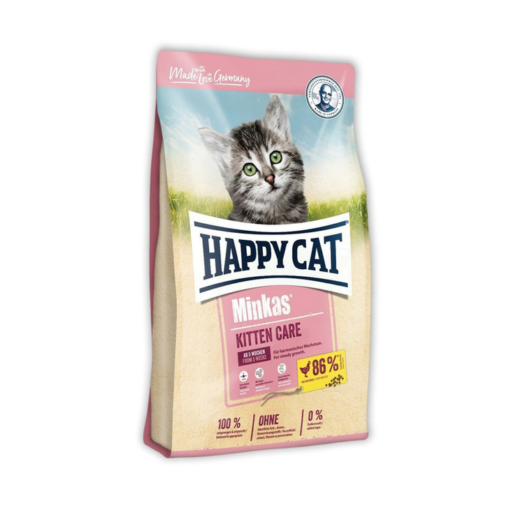 غذا خشک بچه گربه هپی کت مینکاس کیتن وزن 1 کیلوگرم | Happy Cat Minkas kitten Care Cat Dry Food 1 kg (زیپ کیپ)