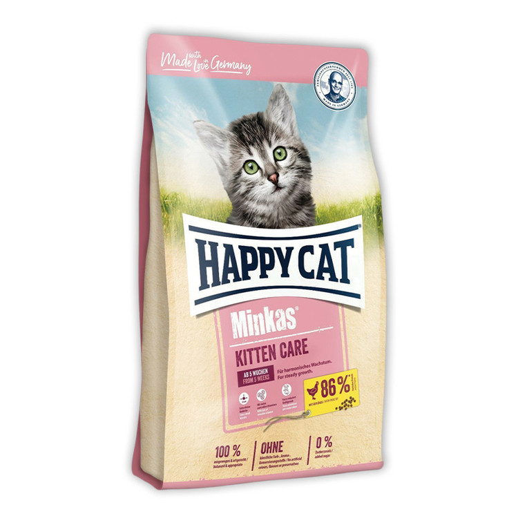 غذا خشک بچه گربه هپی کت مینکاس کیتن وزن 1 کیلوگرم | Happy Cat Minkas kitten Care Cat Dry Food 1 kg (زیپ کیپ)