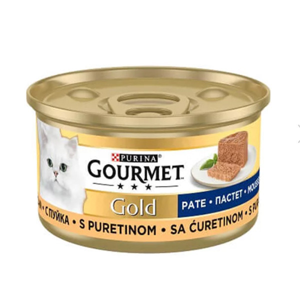کنسرو پته گربه گورمت گلد با طعم گوشت چرخ کرده بوقلمون وزن 85 گرم _ Gourmet Gold Turkey Pate