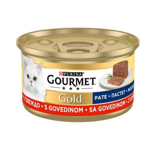 کنسرو پته گربه گورمت با طعم گوشت گاو وزن 85 گرم _ Gourmet Gold Beef Pate