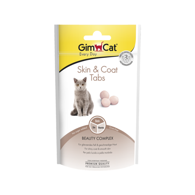 قرص تقویت کننده پوست و مو گربه جیم کت با طعم شیر وزن 40 گرمی _ GimCat Tabs Skin & Coat