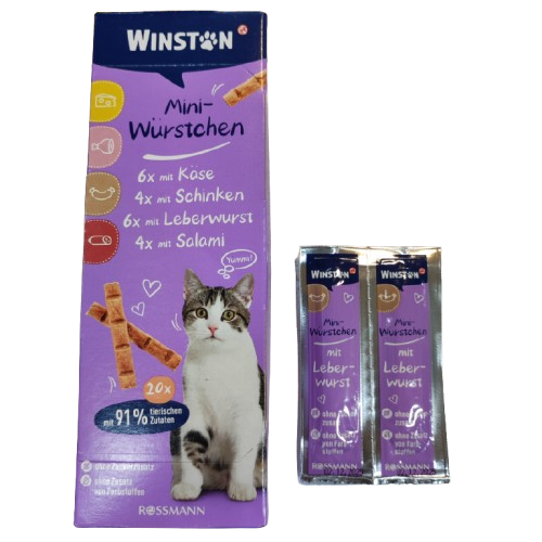 تشویقی مینی سوسیس مدادی وینستون طعم جگر 2 عدد _ Winston Mini Sausage