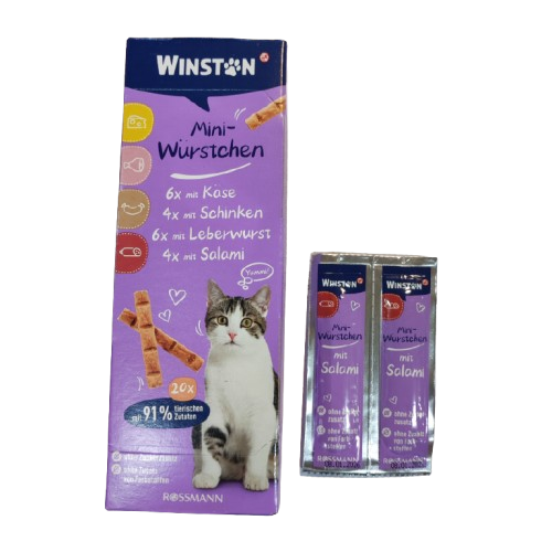 تشویقی مینی سوسیس مدادی وینستون طعم سالامی 2 عدد _ Winston Mini Sausage