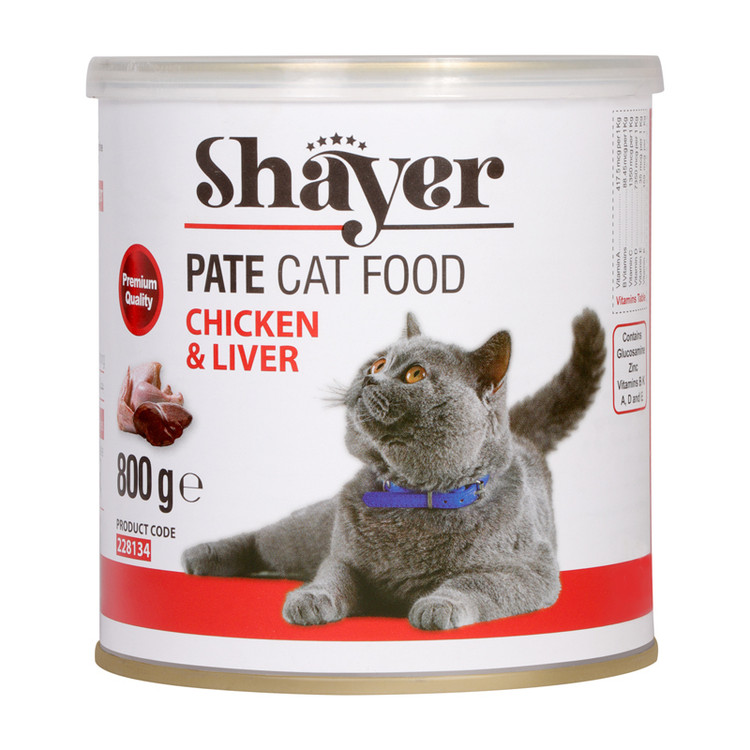 کنسرو غذای گربه با طعم مرغ و جگر شایر وزن 800 گرم _ Shayer Pate With Chicken & Liver