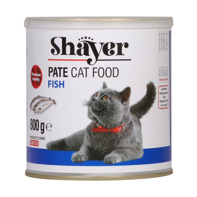 کنسرو غذای گربه با طعم ماهی شایر وزن 800 گرم _ Shayer Pate With Fish