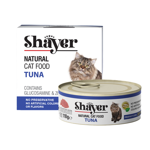 کنسرو نچرال غذای گربه با طعم ماهی تن شایر وزن 110 گرم _ Shayer Natural With Tuna