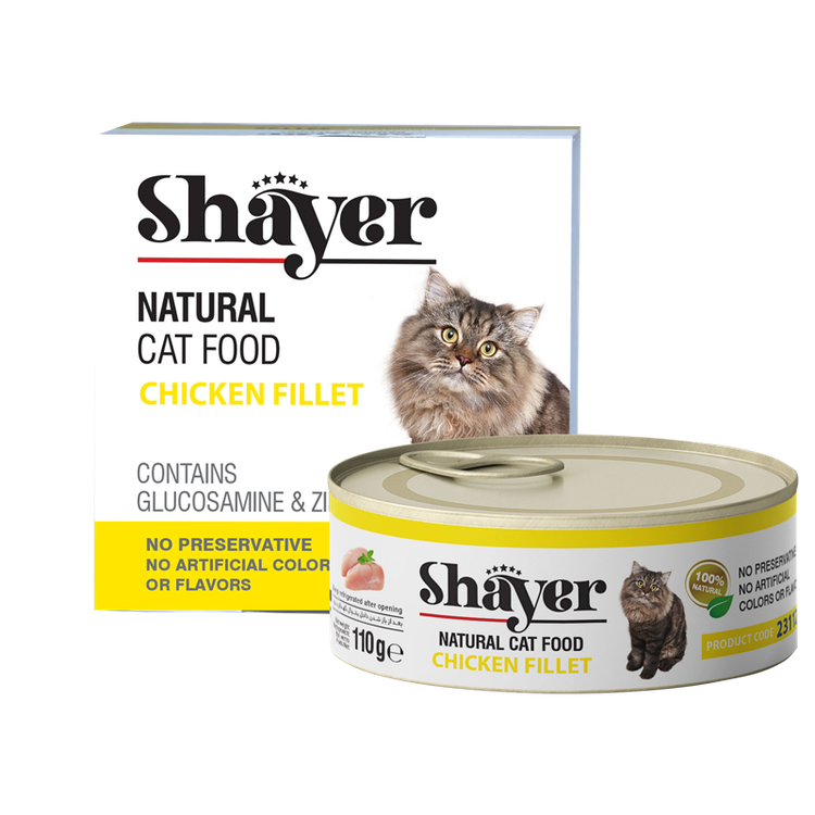 کنسرو نچرال گربه با طعم فیله مرغ شایر وزن 110 گرم _ Shayer Natural Cat Food Chicken Fillet