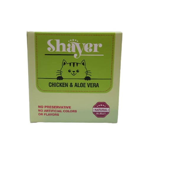 کنسرو غذای بچه گربه با طعم مرغ و آلوئه ورا شایر وزن 90 گرم _ Shayer Natural With Chicken & Aloevera