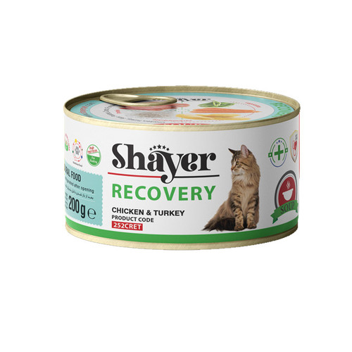 کنسرو ریکاوری گربه با طعم مرغ و بوقلمون شایر وزن ۲۰۰ گرم _ Shayer Soup With Chicken & Turkey