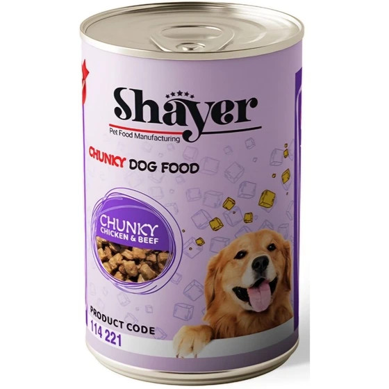 کنسرو غذای سگ با طعم مرغ و گوشت شایر وزن 400 گرم _ Shayer Chunky ِDog Food Chicken & Beef