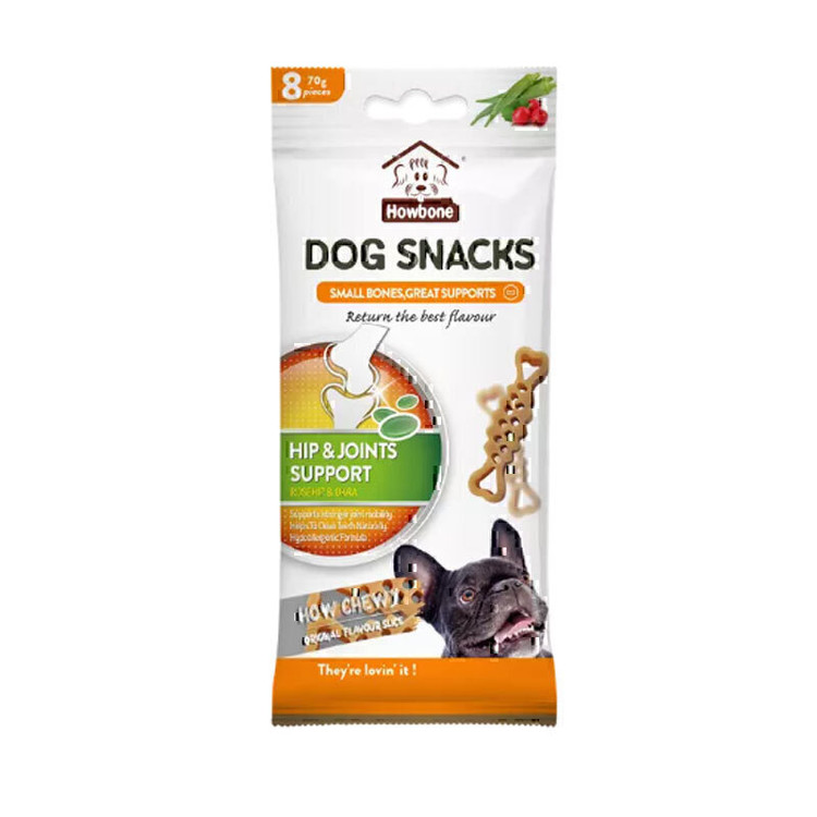 اسنک تشویقی سگ مخصوص تقویت مفاصل هابون با طعم بامیه و گل رز بسته بندی 8 عددی _ Howbone Dog Snacks With Okra and Rose hip Flavour