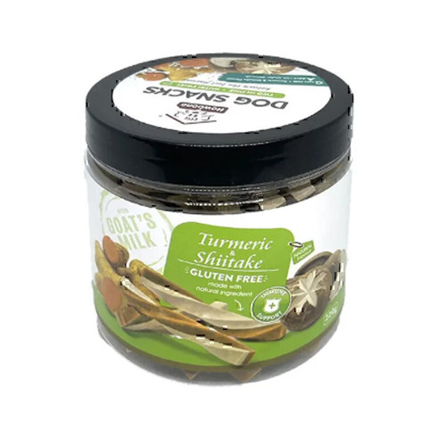 تشویقی سگ بدون گلوتن هابون با طعم شیر بز، زردچوبه و قارچ وزن 220 گرم _ Howbone Dog Snacks With Goat's Milk, Turmeric And Shiitake Flavour