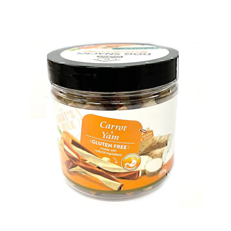 تشویقی سگ بدون گلوتن هابون با طعم شیر بز، هویج و سیب زمینی شیرین وزن 220 گرم _ Howbone Dog Snacks With Goat's Milk,Carrot,and Yam Flavour