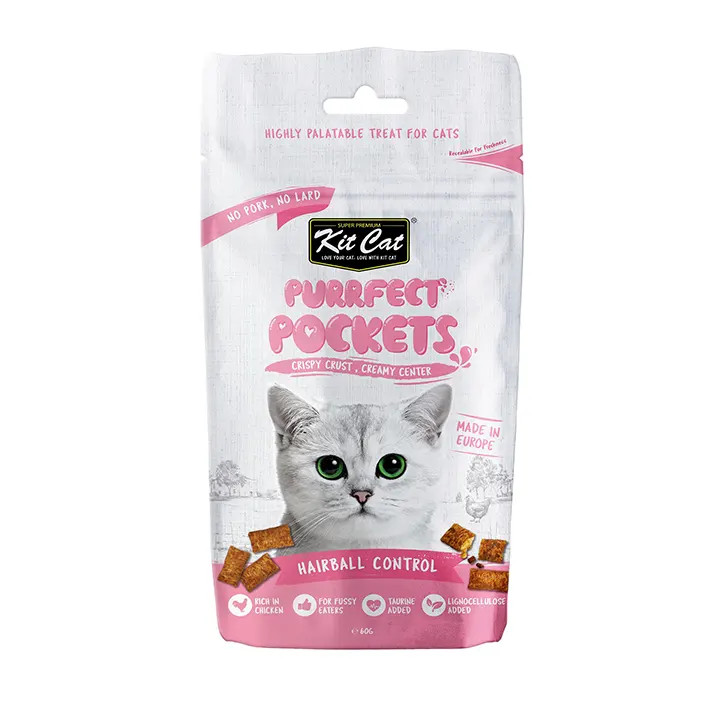 تشویقی گربه کیت کت طعم مرغ دفع گلوله مویی 60 گرم _ Kit Cat Crunch hairball Control