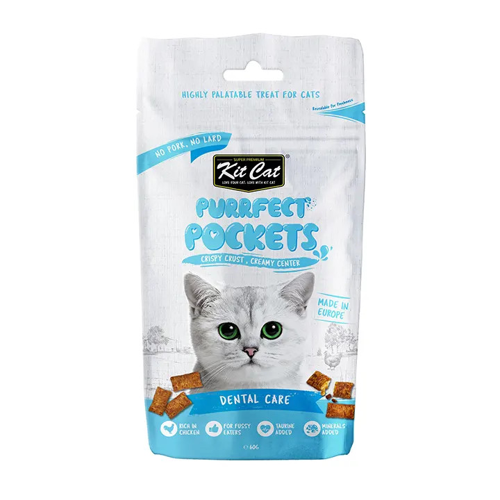 تشویقی گربه کیت کت طعم مرغ دنتال سلامت دندان 60 گرم _ kit cat Crunch dental care