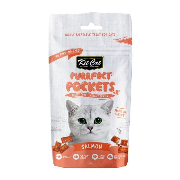 تشویقی گربه کیت کت طعم سالمون 60 گرم _ KitKat purrfect pockets Salmon
