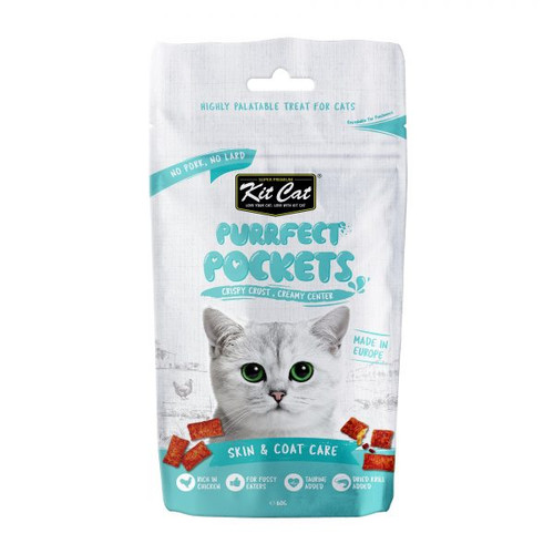 تشویقی گربه کیت کت سلامت پوست و مو با طعم میگو 60 گرم _ KitKat purrfect pockets Skin & Coat care
