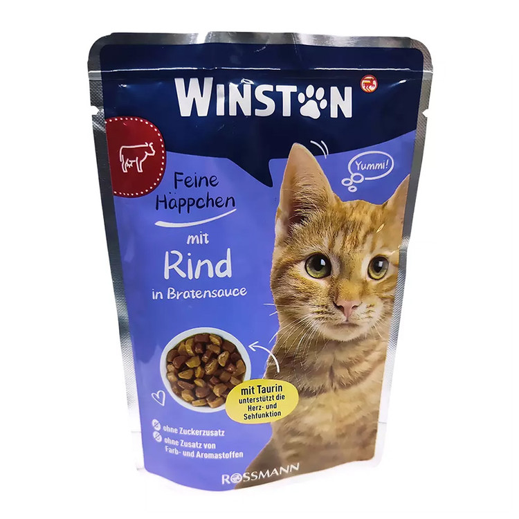 پوچ گربه وینستون گوشت گاو درسس گوشت وزن 100 گرم _ Winston Beef & Meat Sauce