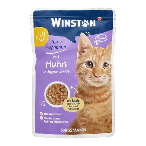 پوچ گربه وینستون طعم مرغ در سس ماست وزن 100 گرم _ Winston Chicken & Yogurt Sauce