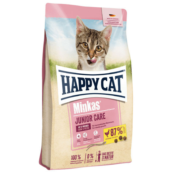 غذا خشک بچه گربه هپی کت مینکاس جونیور وزن 10 کیلوگرم | Happy Cat Minkas Junior Care Cat Dry Food 10kg