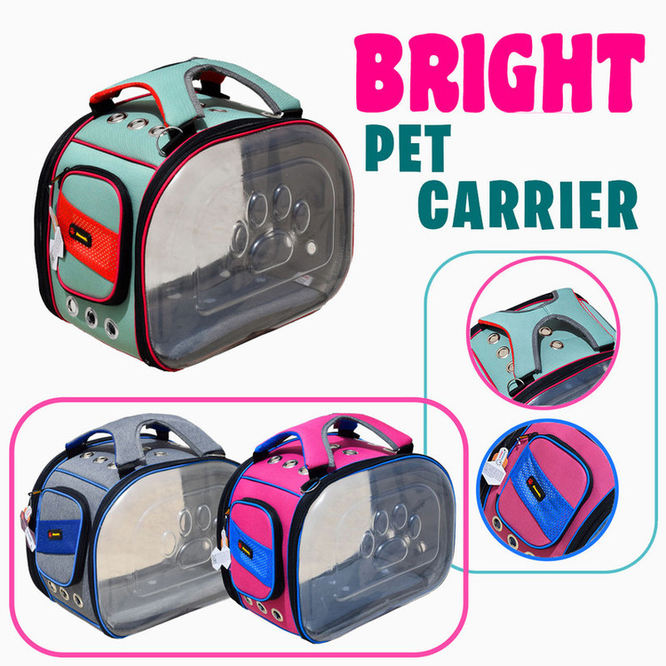 کیف دستی شونه ای حمل سگ و گربه و پرنده دو طرف (شفاف) و تخت مدل Bright برند دنیل LD26