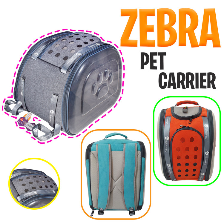 کیف سه حالته دوشی دستی شونه ای حمل سگ و گربه و جوندگان دو طرف شفاف و تخت مدل Zebra برند دنیل LD29