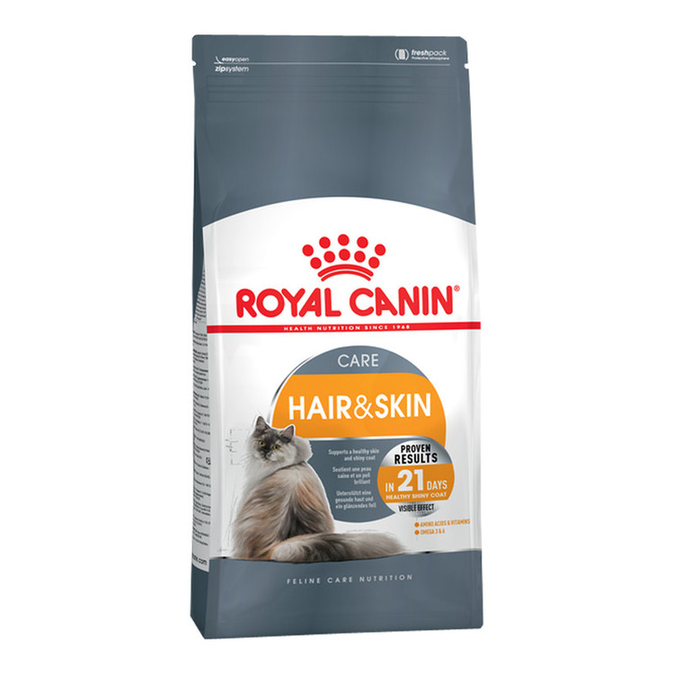 غذا خشک گربه پوست و مو رویال کنین وزن 1 کیلوگرم _ Royal Canin Hair And Skin (زیپ کیپ)